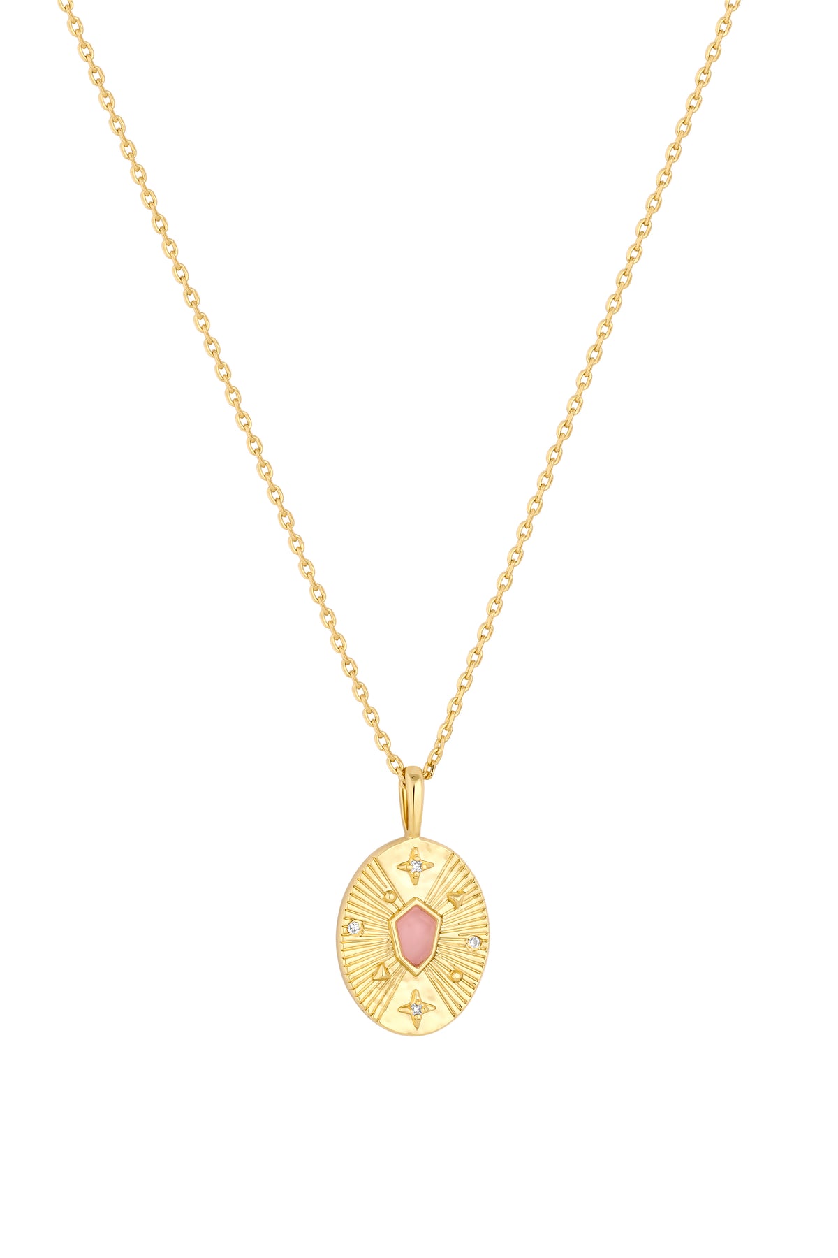 Inicio 14K Real Gold Plated Recycled Rose Quartz Necklace - Gift Pouch