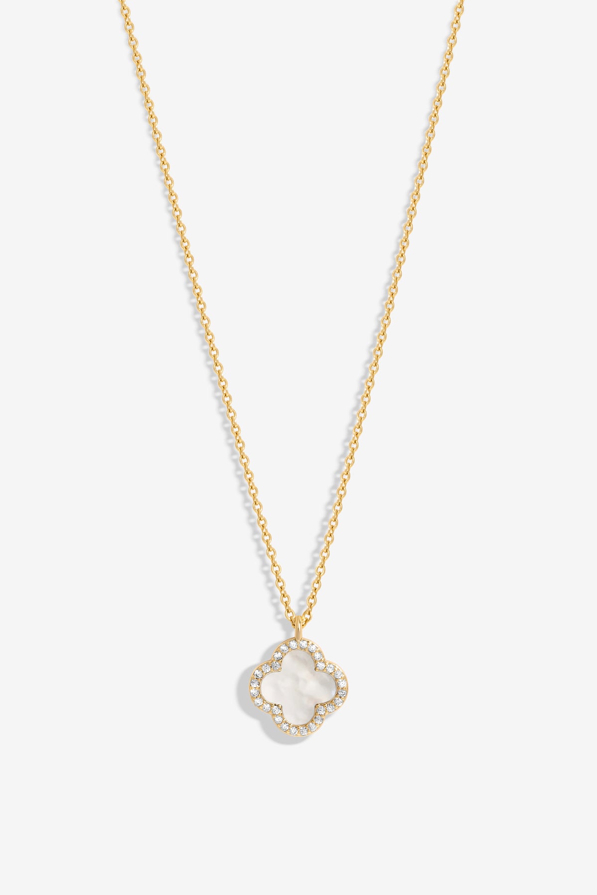 Jon Richard Gold Plated and Mother of Pearl Clover Pendant Necklace