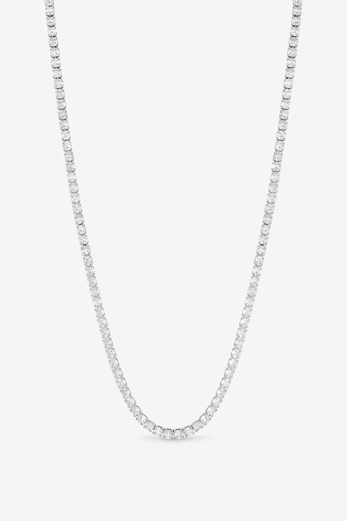 Jon Richard Rhodium Plated and Cubic Zirconia Round Tennis Necklace