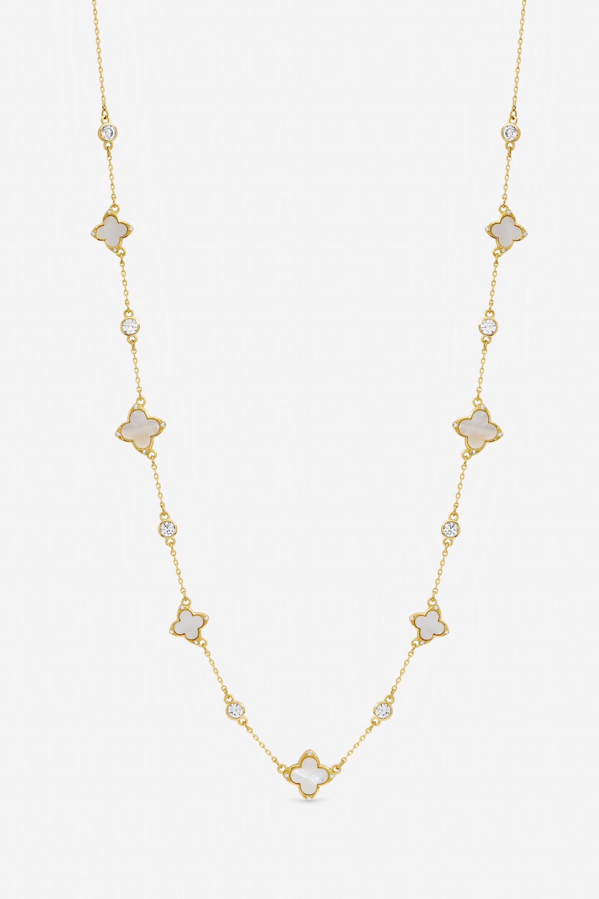 Jon Richard Gold Plated Mother of Pearl and Crystal Clover Necklace