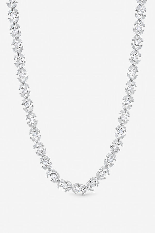 Jon Richard Rhodium Plated Cubic Zirconia Floral Necklace