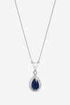 Jon Richard Rhodium Plated Cubic Zirconia Sapphire Pendant Necklace
