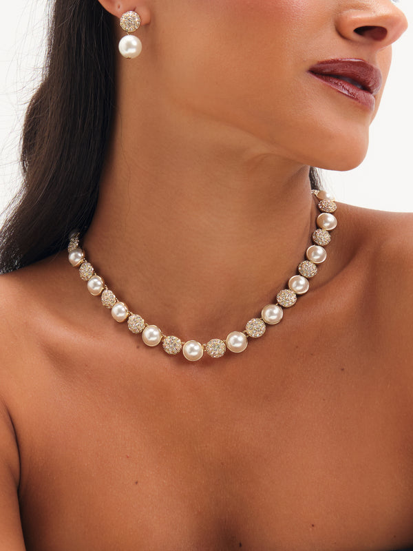 Jon Richard Gold Plated Pearl And Pave Necklace