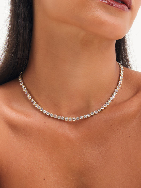 Jon Richard Gold Plated Tennis Round Bezel Necklace x