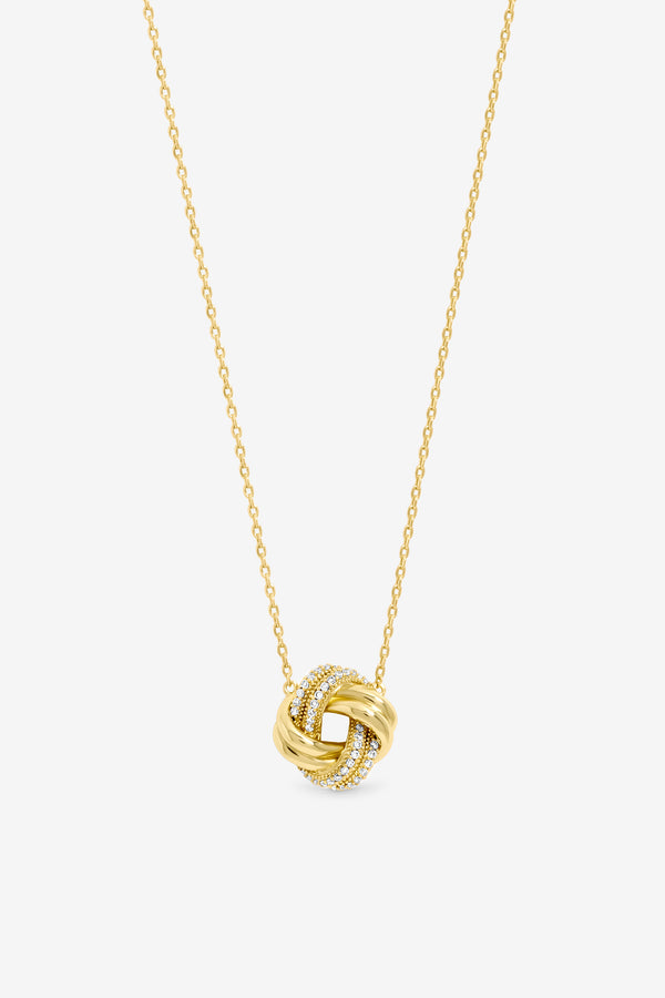 Jon Richard Gold Plated Polished And Pave Knot Pendant