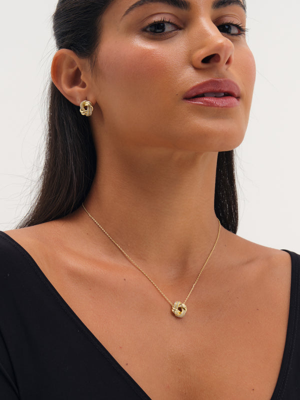 Jon Richard Gold Plated Polished And Pave Knot Pendant