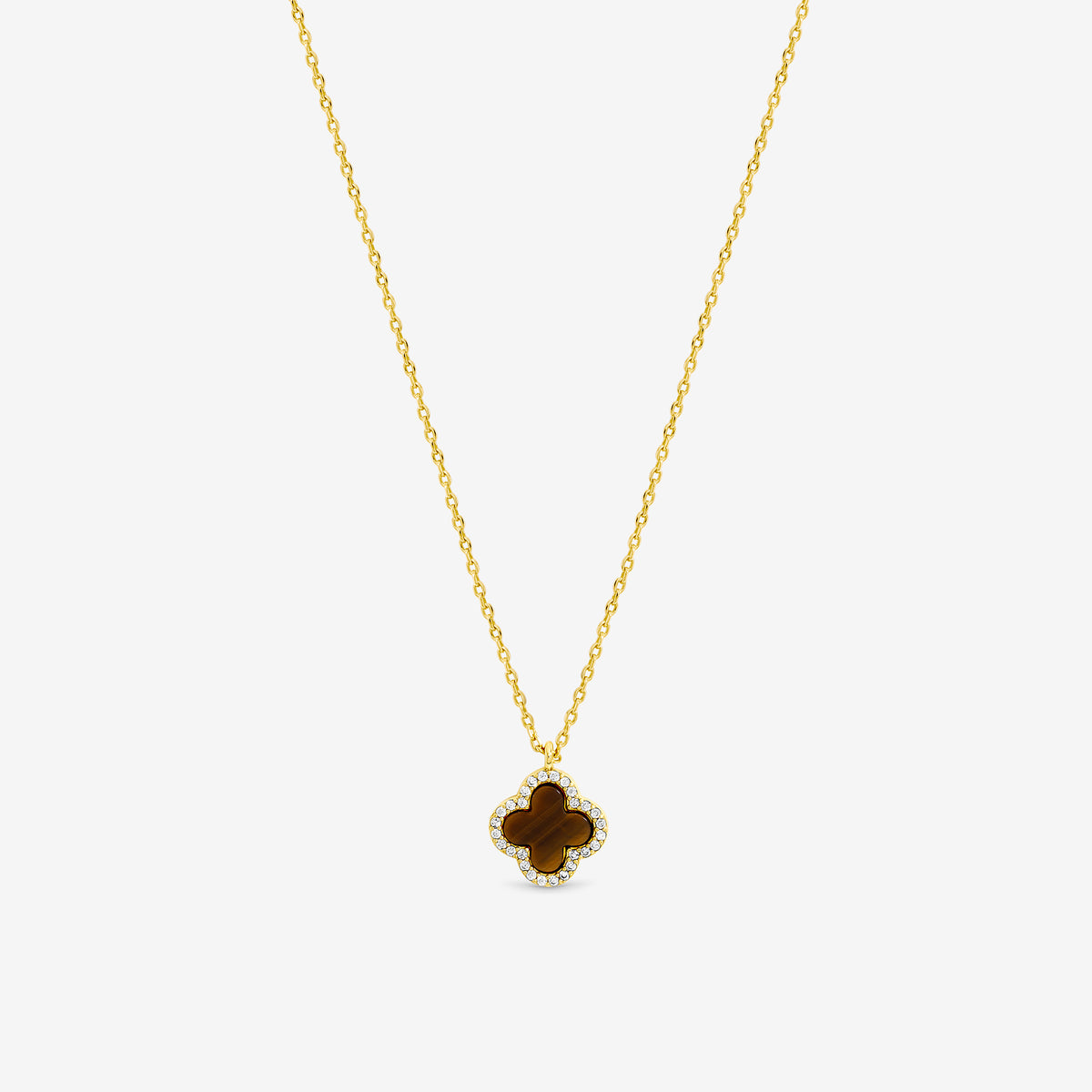 Jon Richard Gold Plated And Tiger Eye Clover Pendant