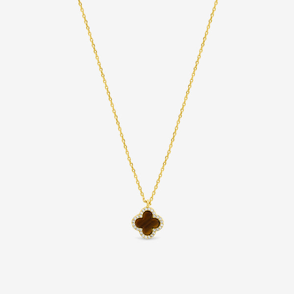 Jon Richard Gold Plated And Tiger Eye Clover Pendant