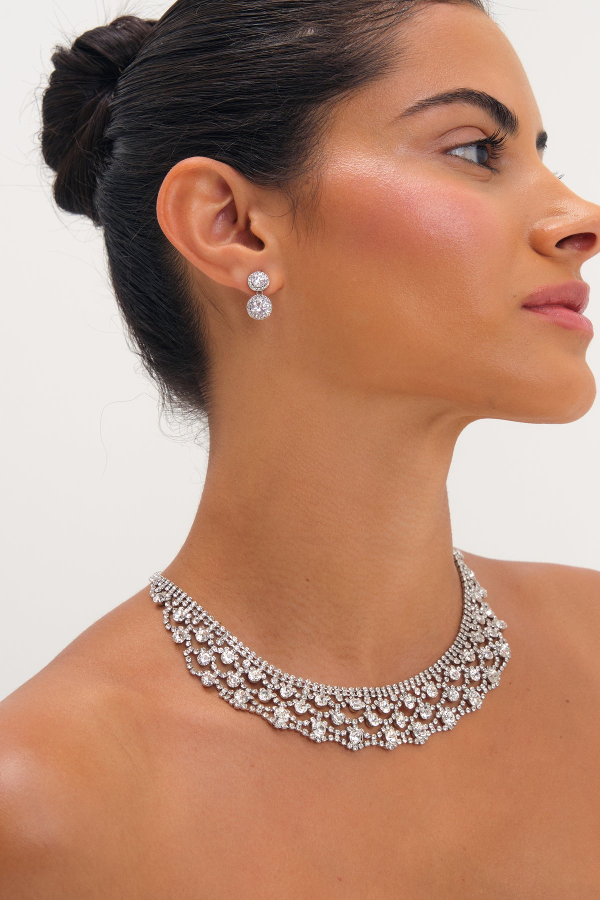 JON RICHARD RHODIUM PLATE AND CRYSTAL STATEMENT COLLAR NECKLACE