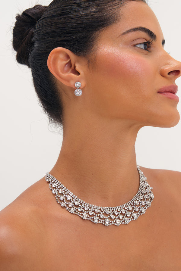 JON RICHARD RHODIUM PLATE AND CRYSTAL STATEMENT COLLAR NECKLACE