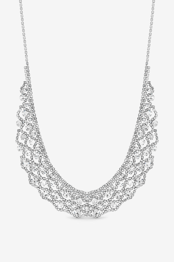 JON RICHARD RHODIUM PLATE AND CRYSTAL STATEMENT COLLAR NECKLACE