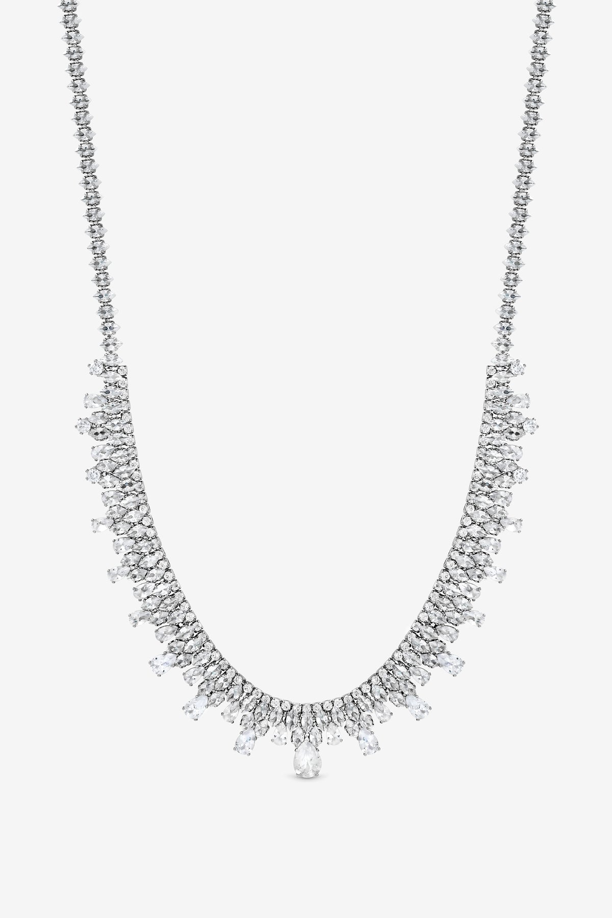 JON RICHARD RHODIUM PLATE AND CUBIC ZIRCONIA PEARDROP COLLAR  NECKLACE