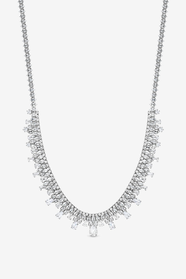 JON RICHARD RHODIUM PLATE AND CUBIC ZIRCONIA PEARDROP COLLAR  NECKLACE