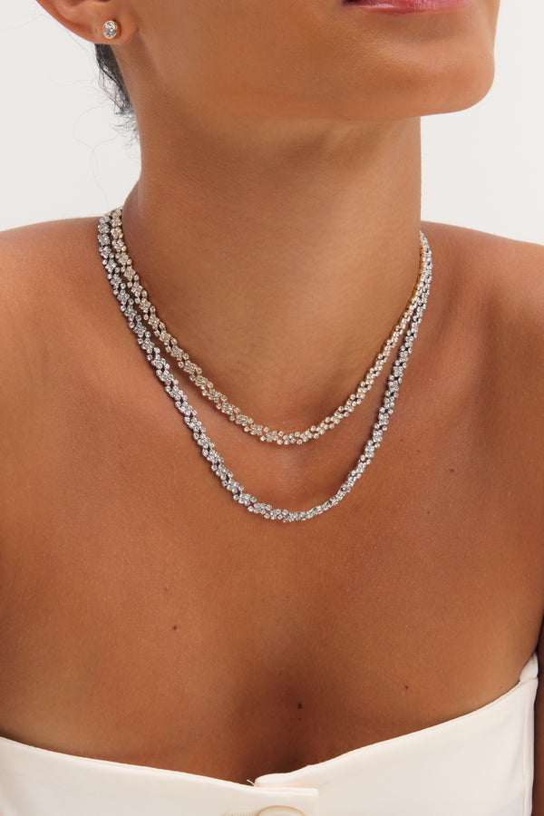 JON RICHARD RHODIUM PLATE CRYSTAL FINE MULTI STONE NECKLACE