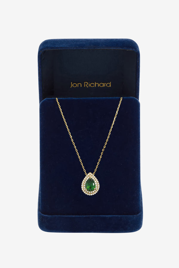 Jon Richard Gold Plated Cubic Zirconia Emerald Pear Pendant
