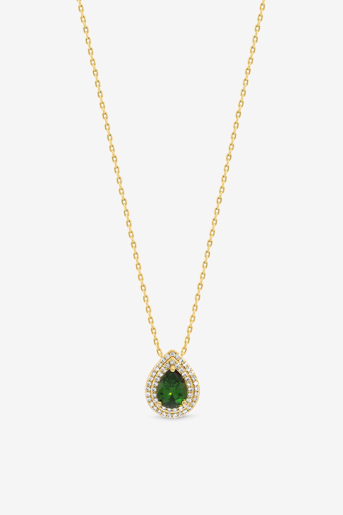 Jon Richard Gold Plated Cubic Zirconia Emerald Pear Pendant