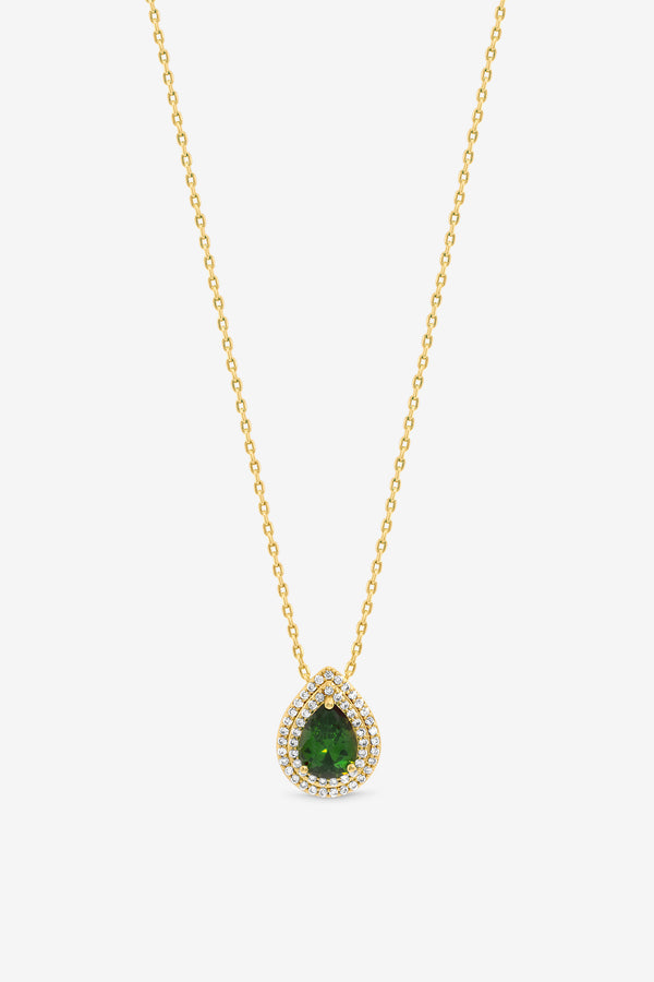 Jon Richard Gold Plated Cubic Zirconia Emerald Pear Pendant