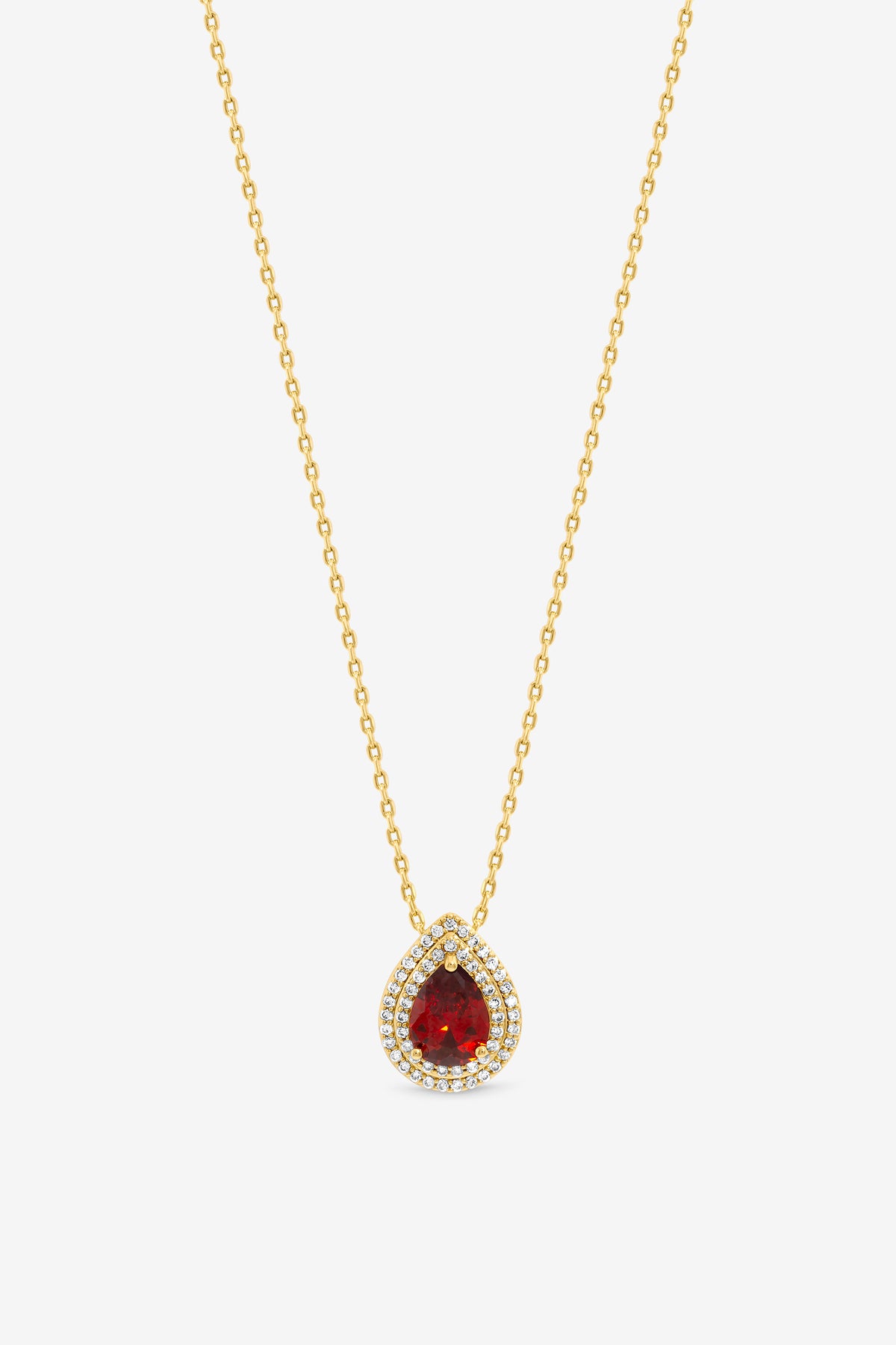 Jon Richard Gold Plated Cubic Zirconia Garnet Pear Pendant