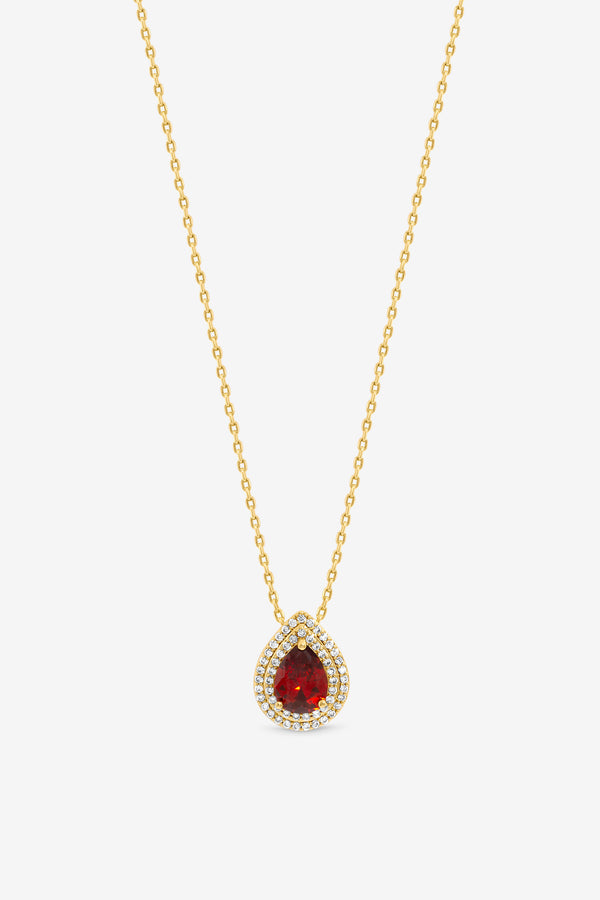 Jon Richard Gold Plated Cubic Zirconia Garnet Pear Pendant