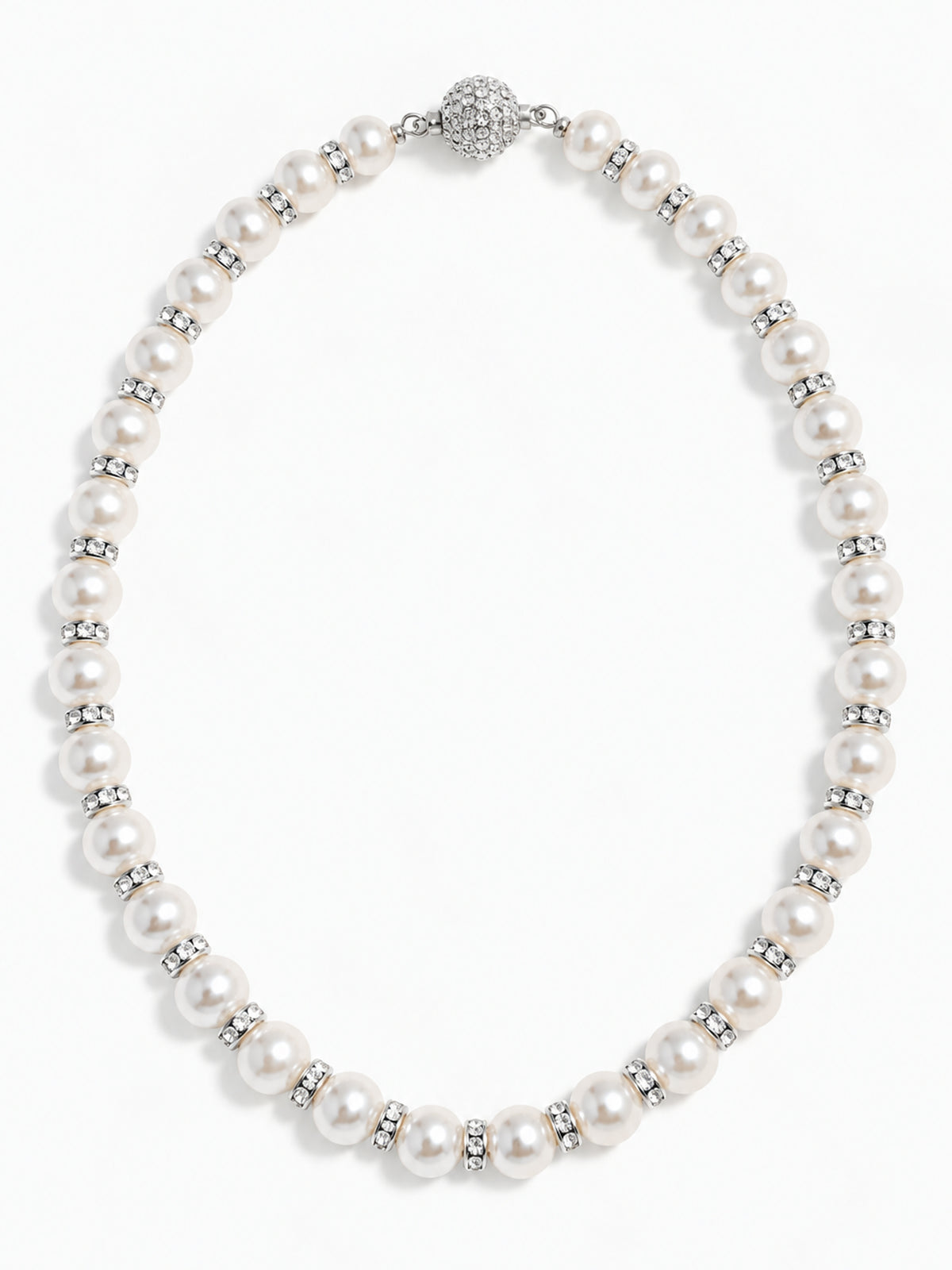 Jon Richard Silver Crystal and Cream Pearl 18" Necklace