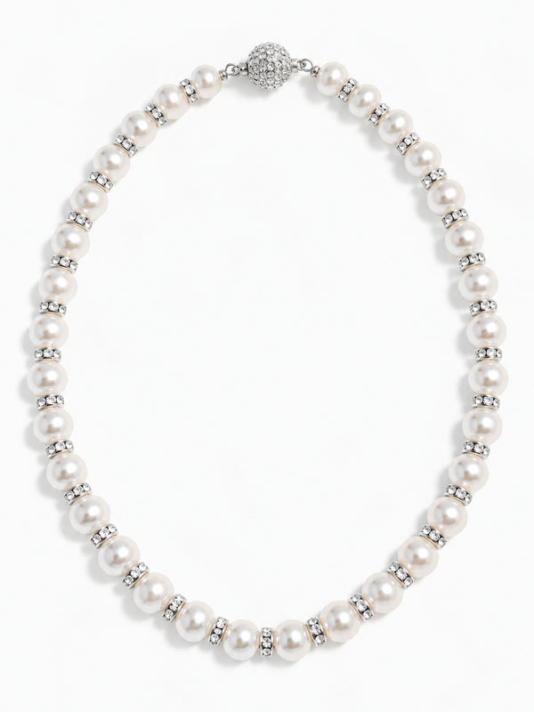 Jon Richard Silver Crystal and Cream Pearl 18" Necklace