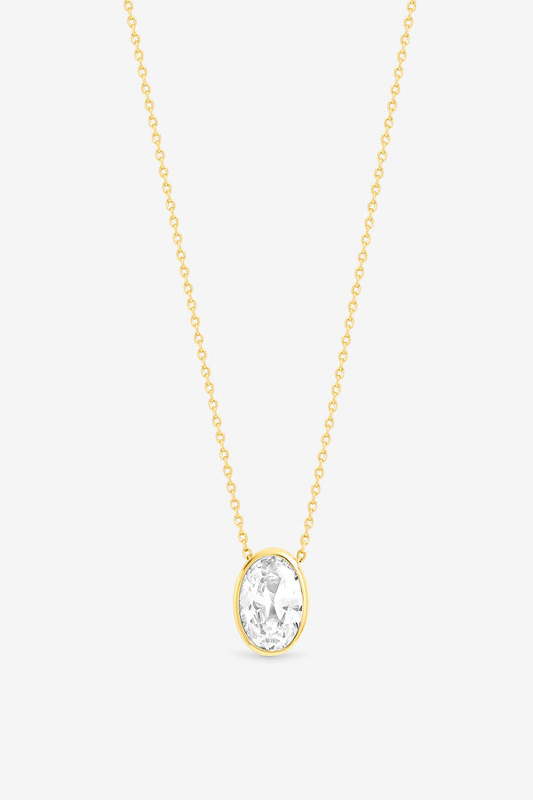 Jon Richard Gold Plated Crystal Oval Pendant