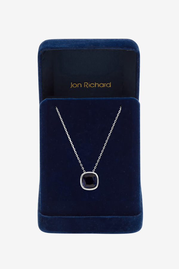 Jon Richard Silver Plated Sapphire Crystal Bezel Pendant