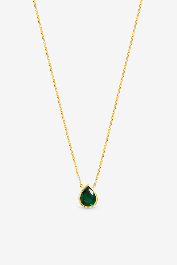 Jon Richard Gold Plated Emerald Bezel Pear Pendant