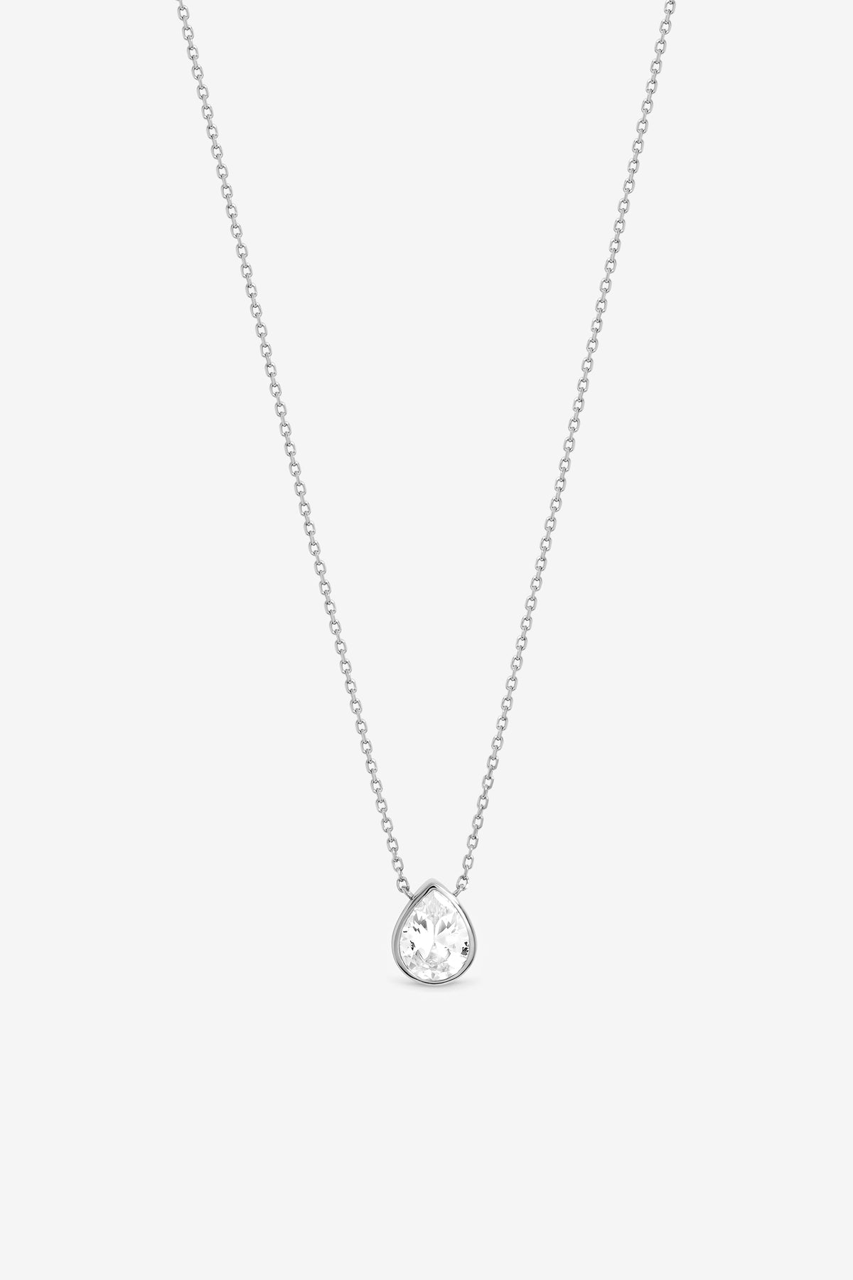 Jon Richard Silver Plated Bezel Pear Pendant