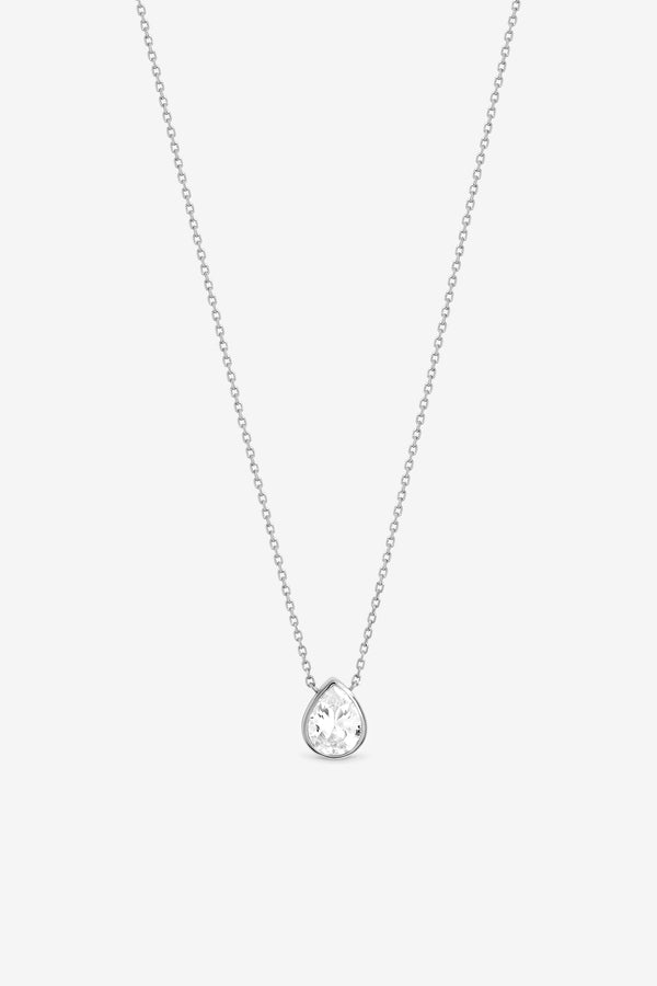 Jon Richard Silver Plated Bezel Pear Pendant