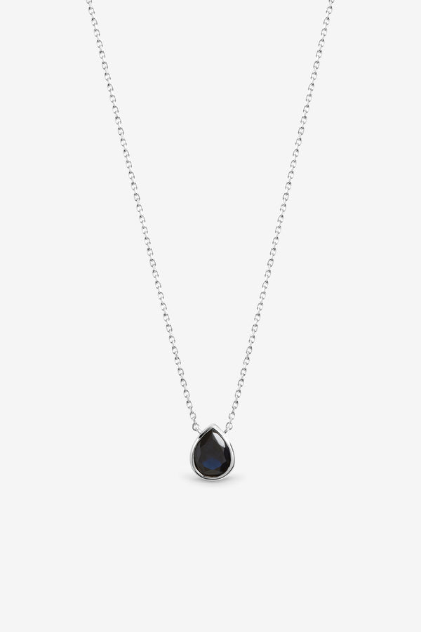 Jon Richard Silver Plated And Sapphire Bezel Pear Pendant