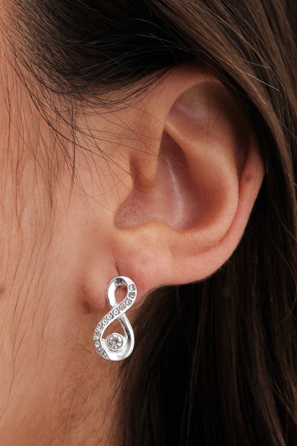 Silver Plated Crystal Infinity Jewellery Set In A Gift Box