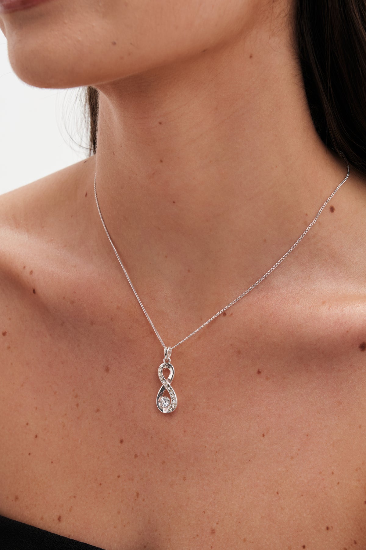 Silver Plated Crystal Infinity Jewellery Set In A Gift Box