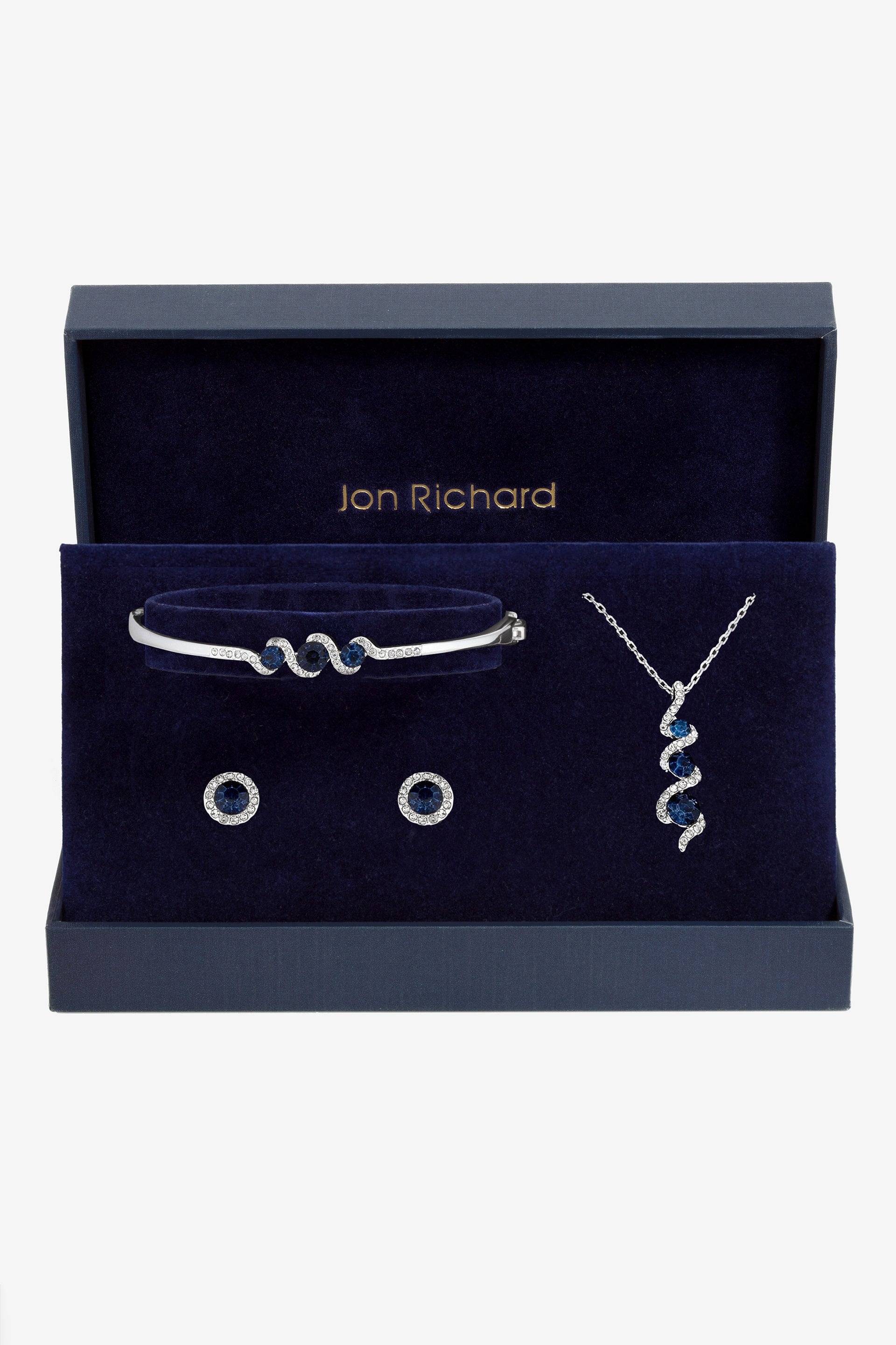 Sapphire Crystal Twist Drop Trio Set Gift Boxed