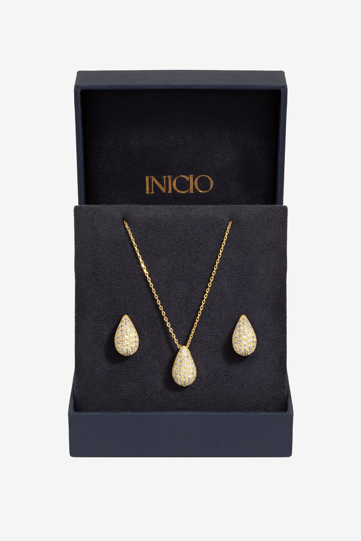 Inicio Gold Plated Cubic Zirconia Teardrop Set  - Gift Box