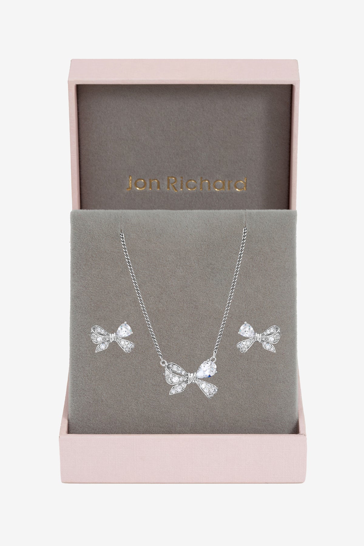 Jon Richard Rhodium Plated Bow Box Set - Gift Box