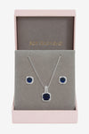 Jon Richard Rhodium Plated Cubic Zirconia and Sapphire Square Drop Set - Gift Box