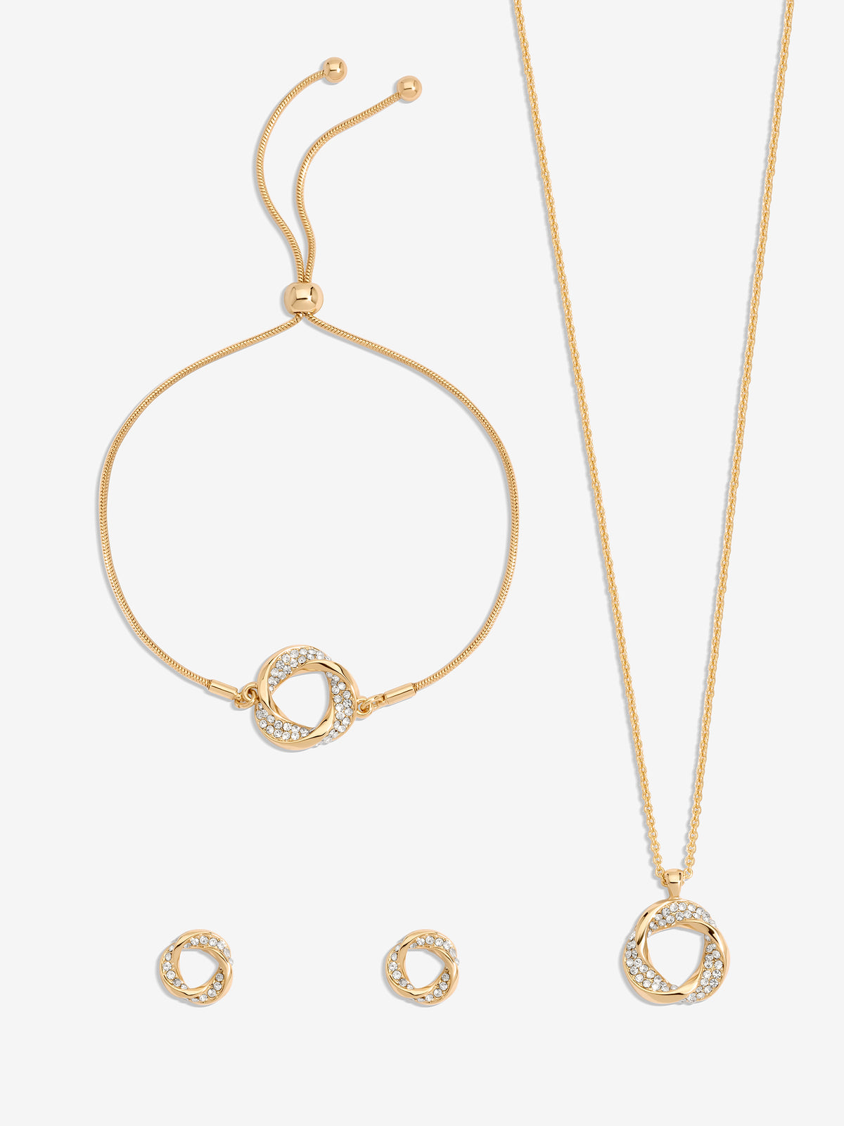 Jon Richard Gold Plated and Crystal Open Knot Set - Gift Box