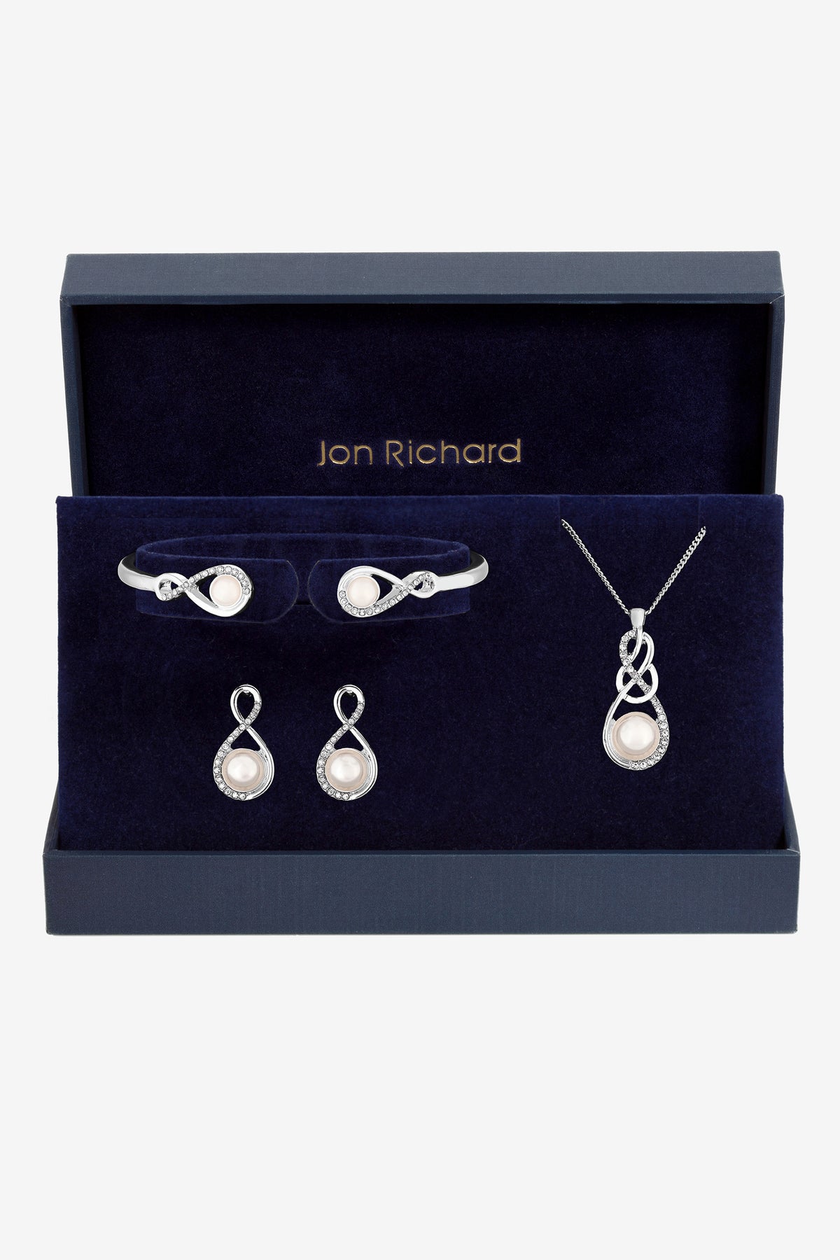 Jon Richard Pearl and Crystal Infinity Trio Set - Gift Box