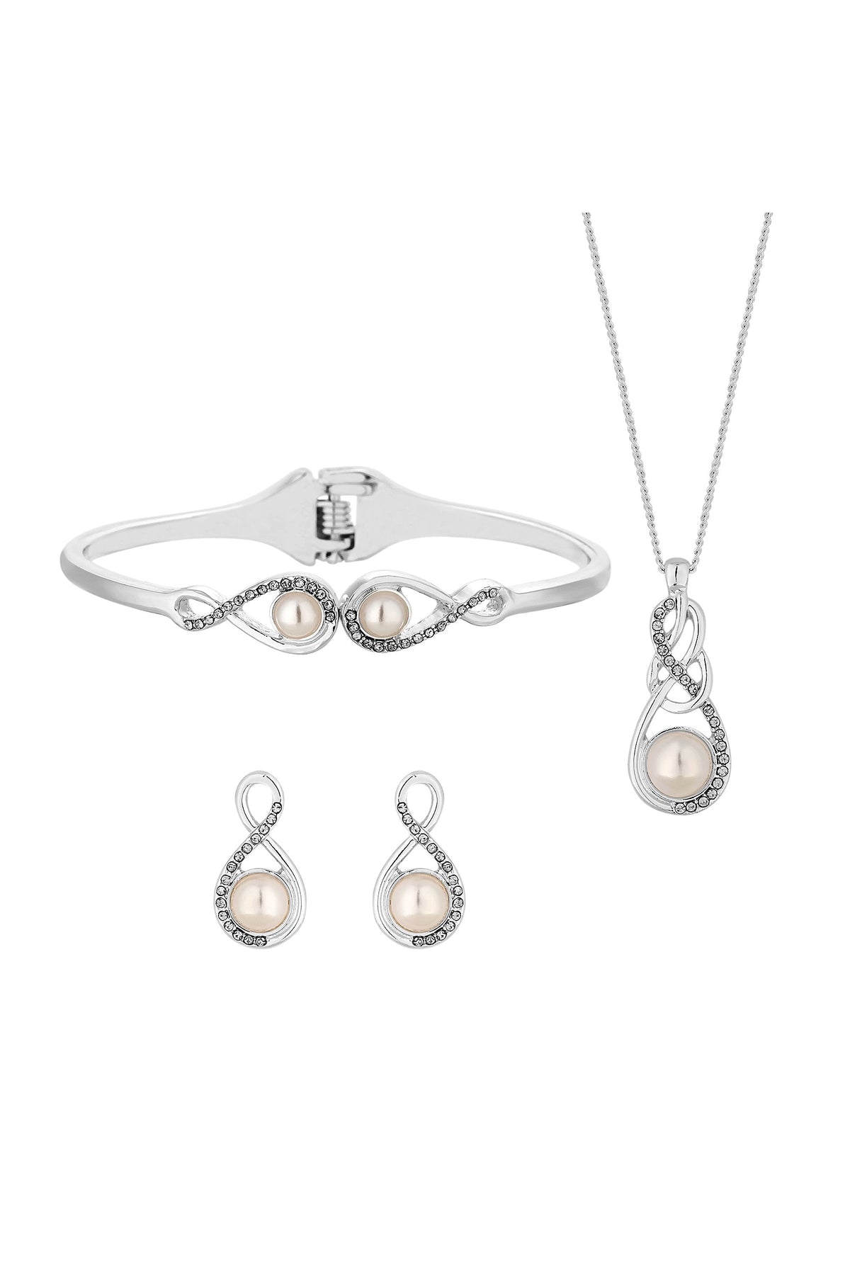 Jon Richard Pearl and Crystal Infinity Trio Set - Gift Box