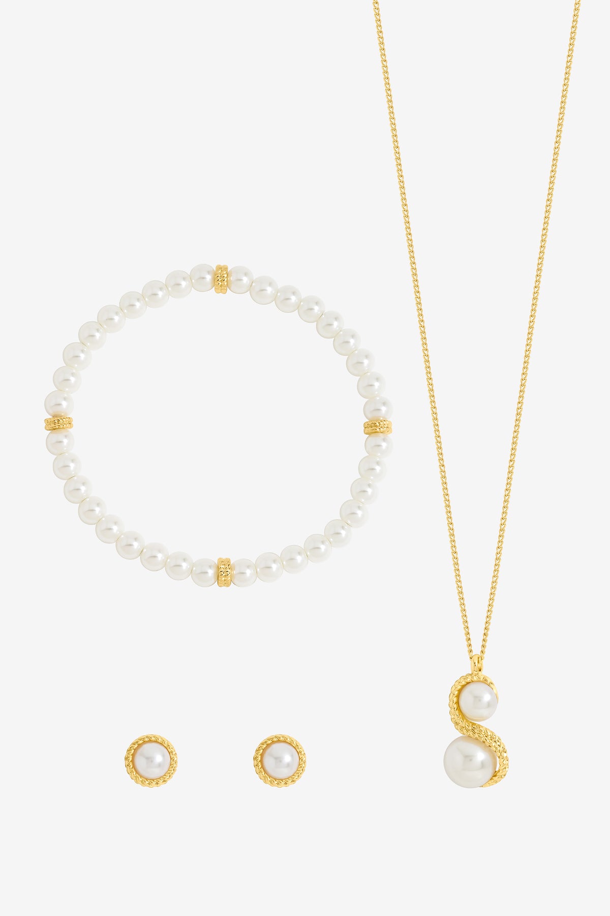 JON RICHARD GOLD PLATE PEARL AND INFINITY TRIO SET