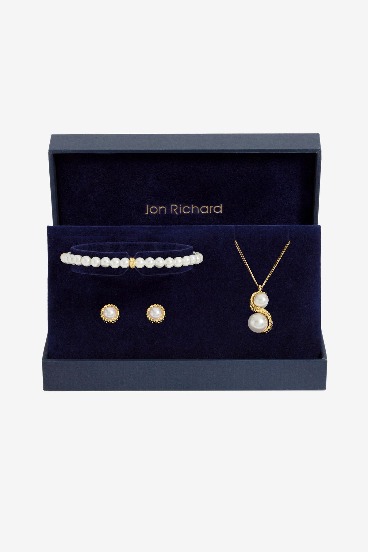 JON RICHARD GOLD PLATE PEARL AND INFINITY TRIO SET