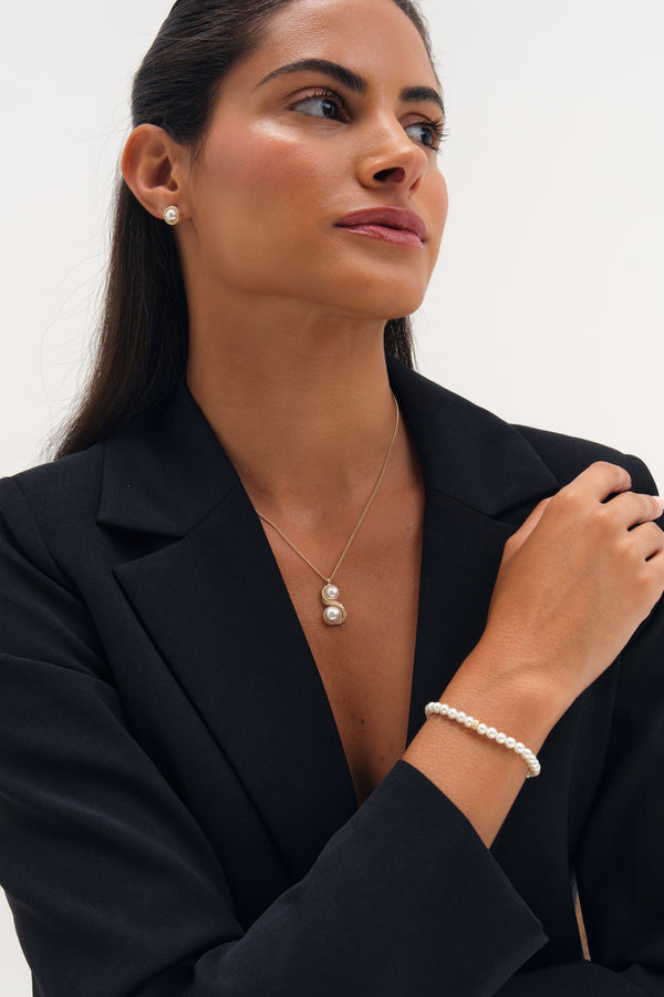 Jon Richard Gold Plated Pearl And Infinity Trio Set - Gift Box