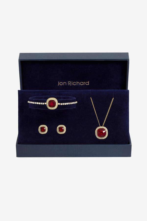 JON RICHARD GOLD PLATE AND GARNET CRYSTAL TRIO SET