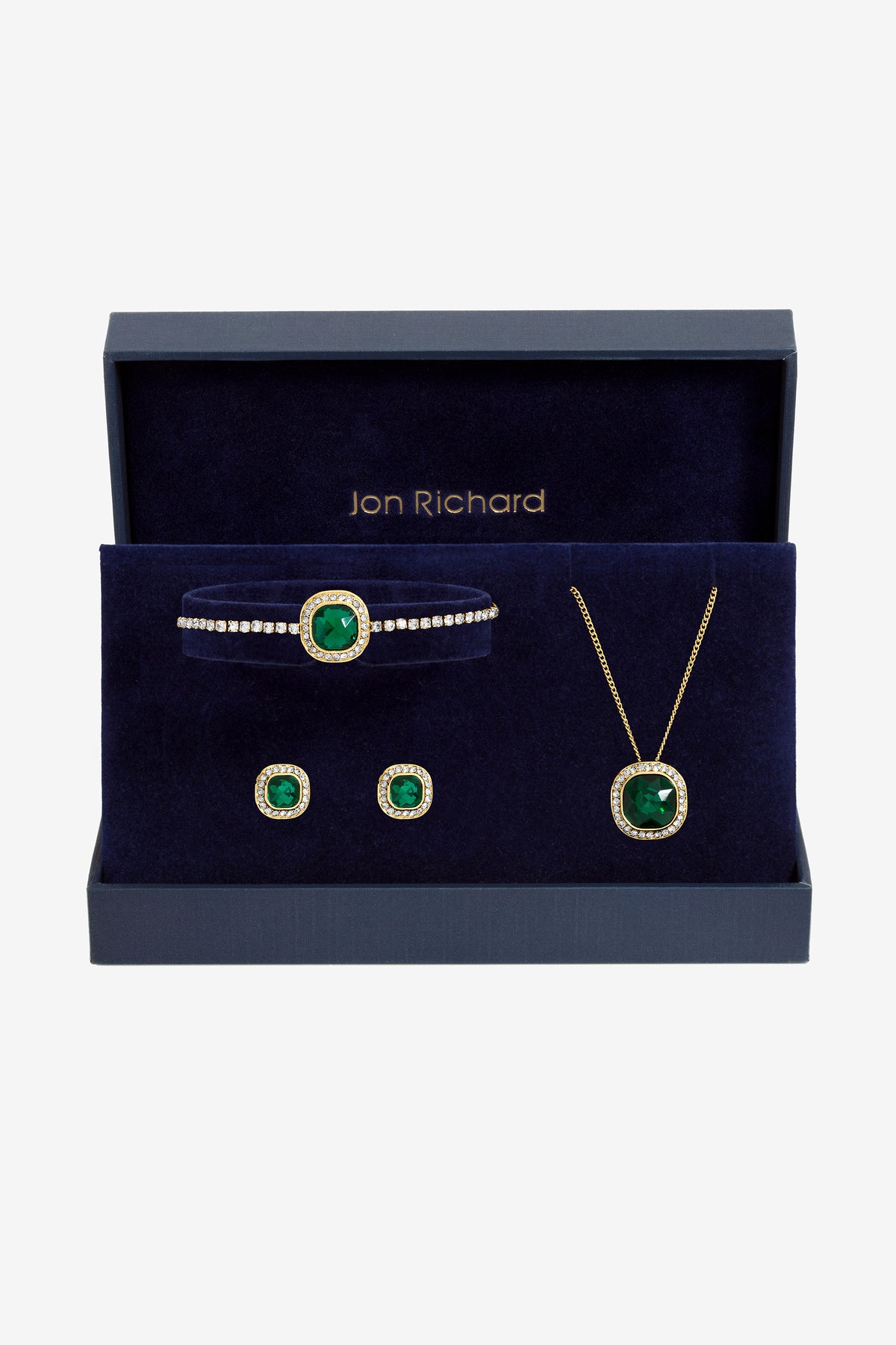 JON RICHARD GOLD PLATE EMERALD  CRYSTAL TRIO SET