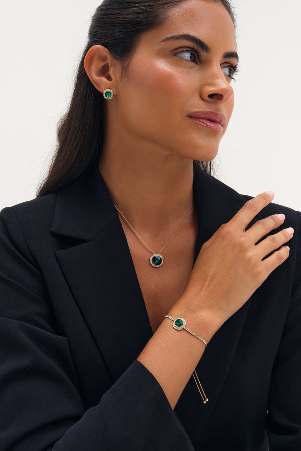 Jon Richard Gold Plated Emerald Crystal Trio Set - Gift Box