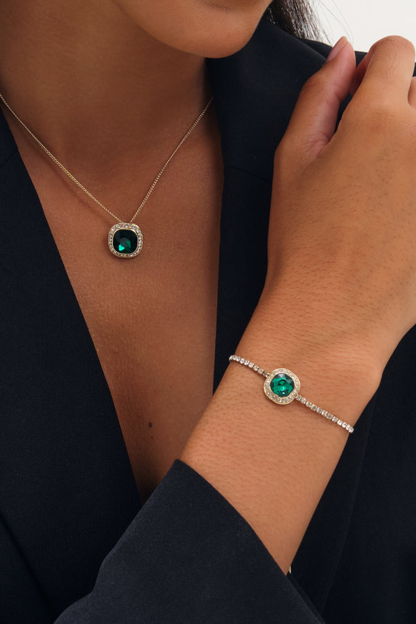 Jon Richard Gold Plated Emerald Crystal Trio Set - Gift Box