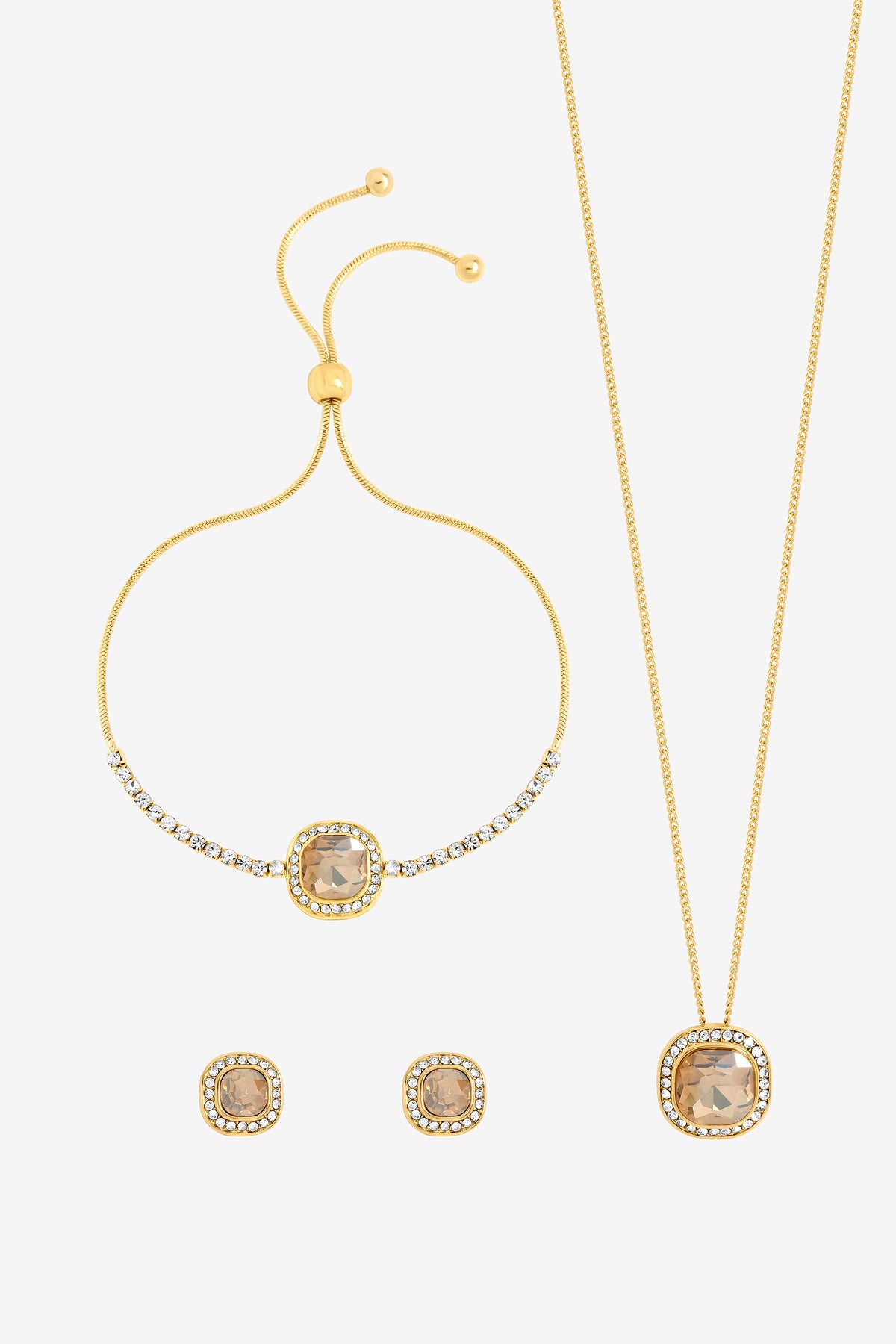 JON RICHARD GOLD PLATE CRYSTAL CHAMPAGNE TRIO SET