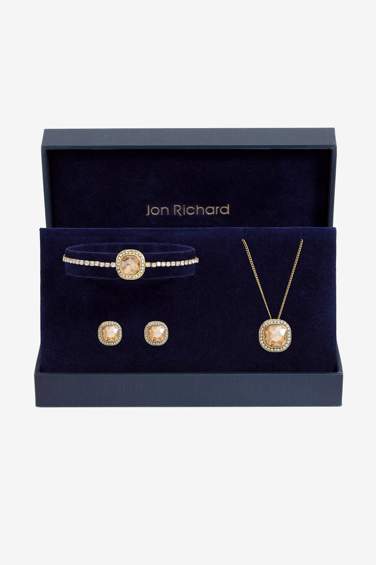 JON RICHARD GOLD PLATE CRYSTAL CHAMPAGNE TRIO SET