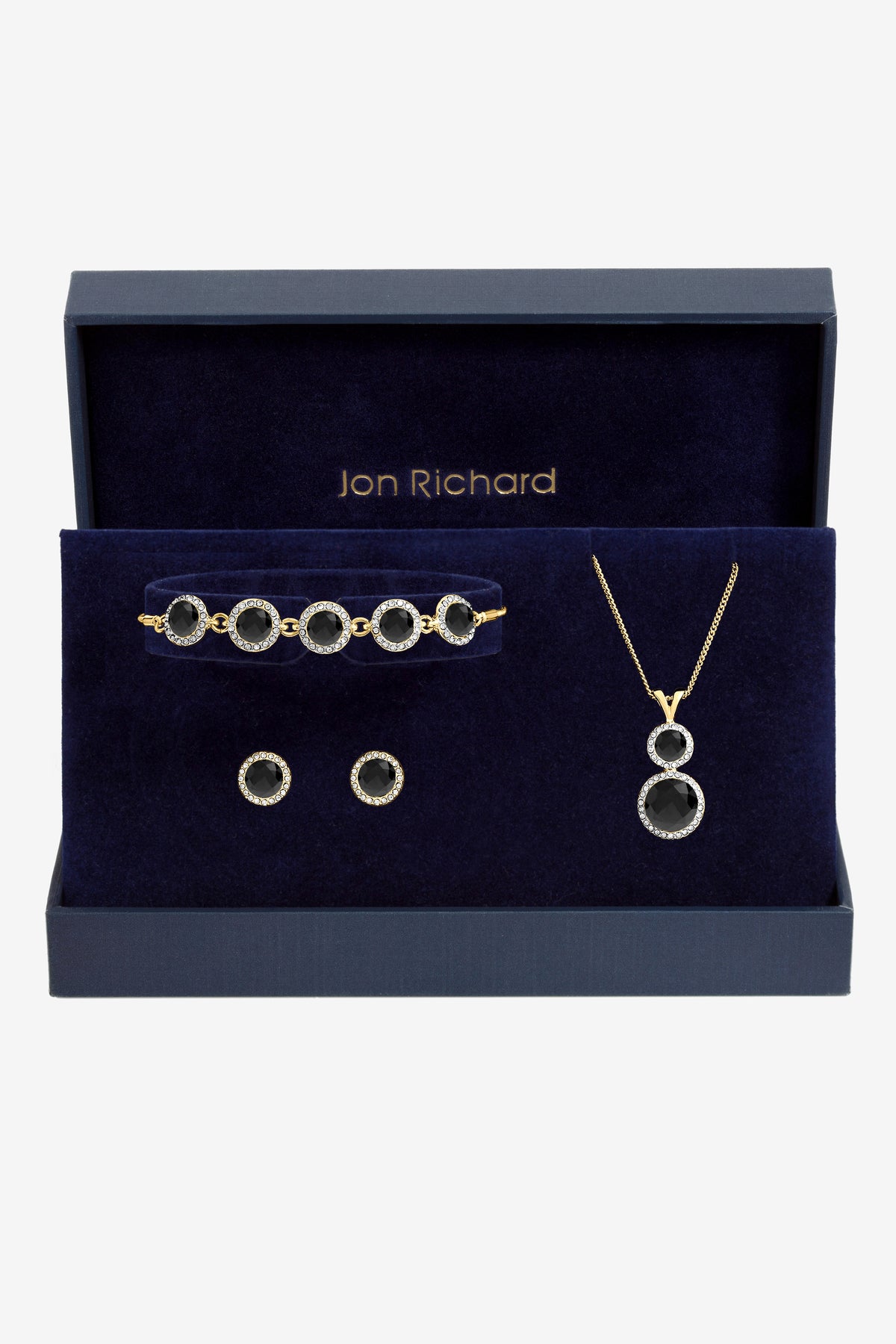 Jon Richard Gold Plated And Jet Trio Set